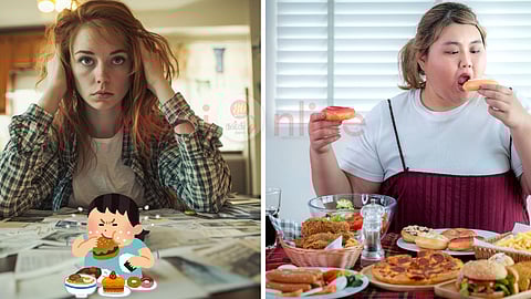 Stressed women and over eating women