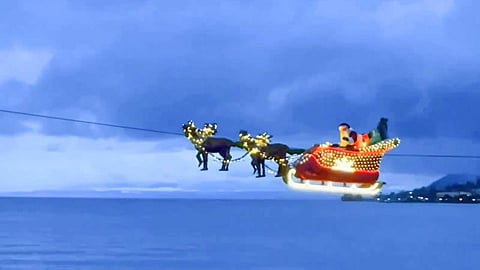 santa claus flying in switzerland