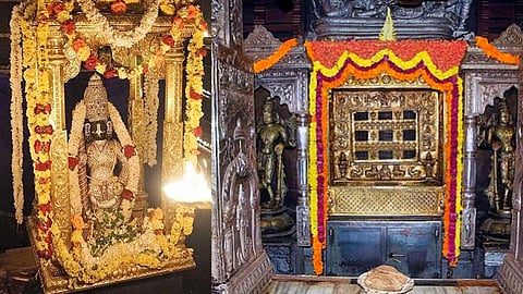Udupi Krishna is seen through a window