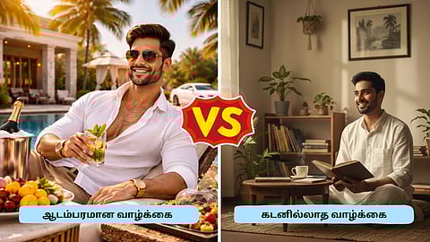 Luxurious man vs. debt-free man