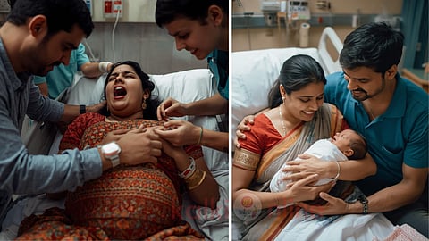 A mother struggle in labor ward