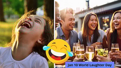 A little girl and a group of people laughing