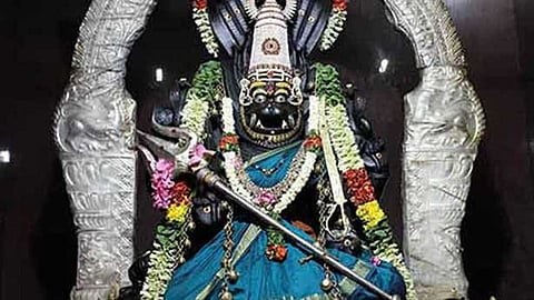 Sri Pratyangira Devi, who dispels fear