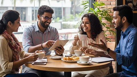 Friends in coffee shop