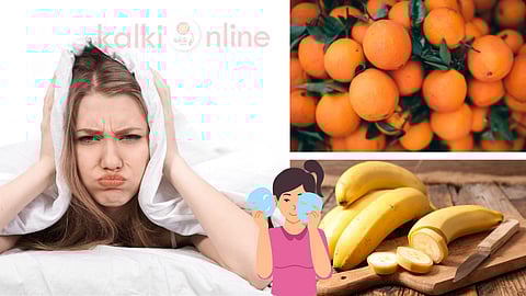 Women with mood swings and fruits