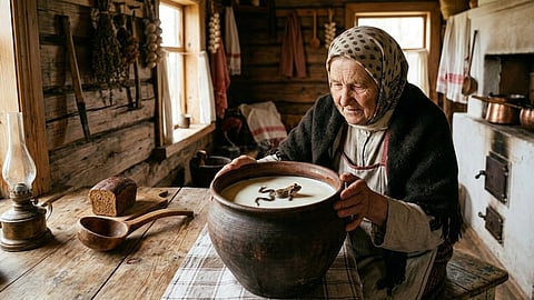 A women with a frog and a milk