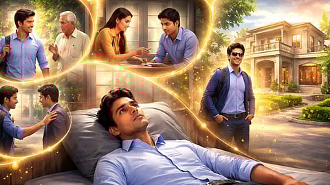 A man go to office and meet people