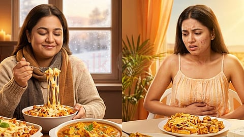 Women eat paneer and cheese