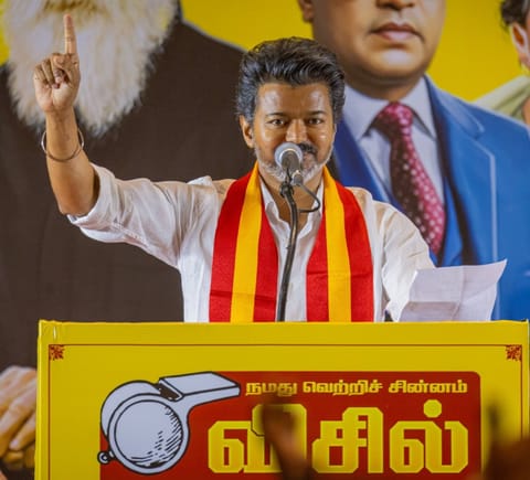 Vijay in serious Discussion