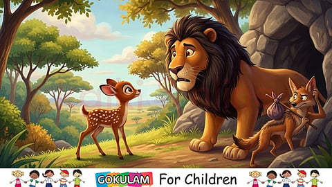 The Lion, the deer, and the Sneaky Jackal