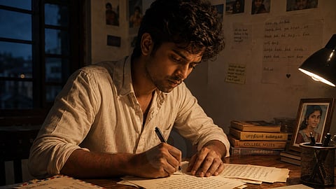 A man writing a love letter