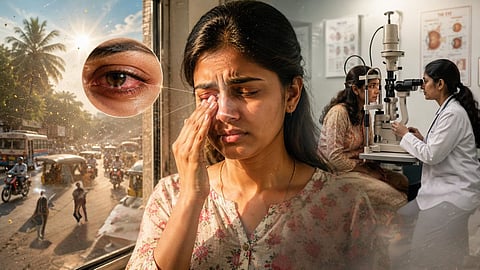 A womaan with eye problem