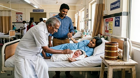 பேரன் பிறந்த சந்தோஷத்தில் பெரியவர் ராமநாதன்