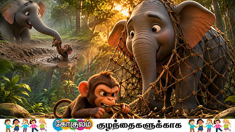 Monkey and elephant