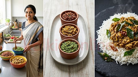 A women cooking three varieties of masiyal |வாழைப்பூ மசியல்