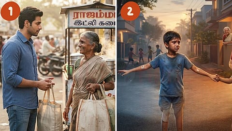 தமிழ் கதைகள் | Young man speak with old woman and a child