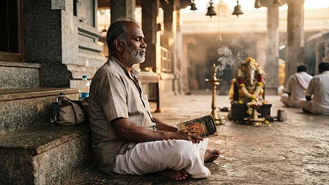 தமிழ் கதை | A old man sitting in temple