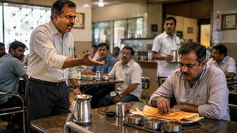 தமிழ் கதை | A man is speaking to another man who is eating