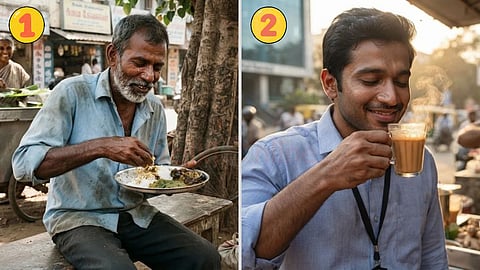 சிறுகதைகள் | A old man eat food and a young man drink tea
