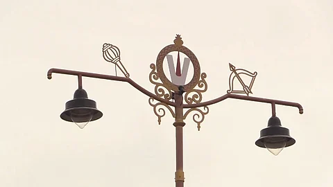 Lampposts With Hindu Symbols