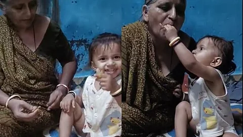 Aadya with Grandmother