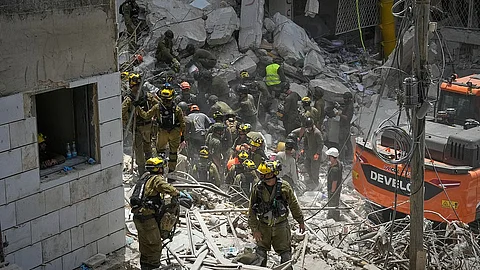 residential buildings destroyed by an Iranian missile