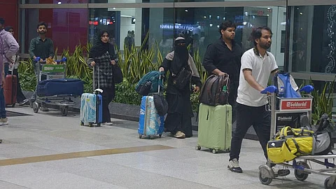 Indian Students who were studying in Iran arrived in Delhi airport today morning
