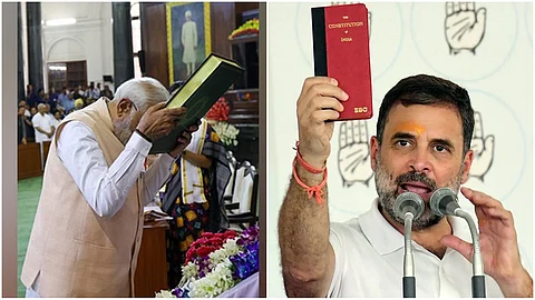 BJP leader, PM Narendra Modi and AICC leader, Opposition Leader Rahul Gandhi