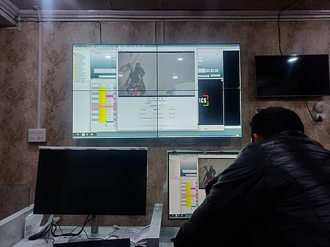 A file photo of digital equipment used for electronic surveillance by Traffic Police to monitor traffic rules violations by vehicle drivers in Srinagar, Kashmir.