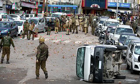Aftermath of a protest in Jammu, India, after the Pulwama terror attack in 2019. The atrocity prompted fears Pakistani militants were planning a repeat of attacks such as the 2008 Mumbai bombings, according to one Indian intelligence officer.
