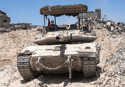 An Israeli Defence Forces tank in Gaza.