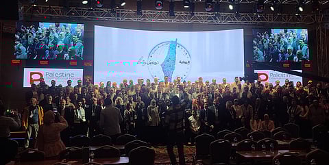 Journalists posing for a picture at Tawasol 4 in Istanbul, Turkiye.