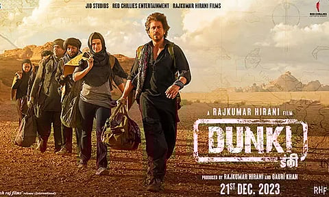 'Dunki' movie poster that focuses on illegal immigration.