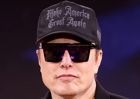 Elon Musk speaking at an event in National Harbor, Maryland, February 21, 2025.