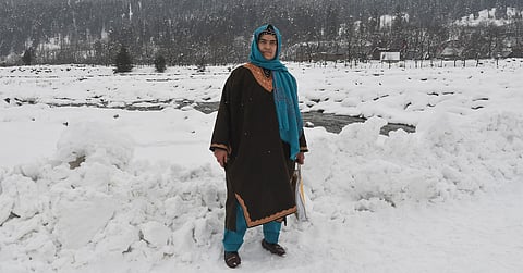 Kashmiri postwoman Ulfata Bano in her native village Hirpora.
