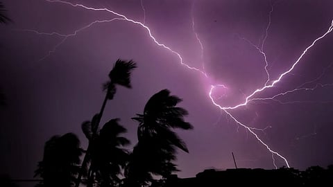 Lightning strikes are common in India during heavy monsoon rains.