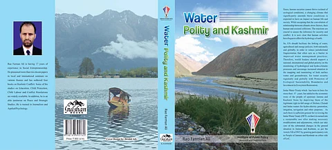Front and the back cover of the book, 'Water Policy and Kashmir by Rao Farman Ali.