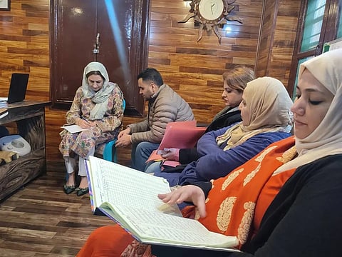 Officials of J&K administration checking and inspecting documents of Child Welfare Centres (CWCs) to ascertain qualifications of the staffers and facilities available for children with special needs in Srinagar, Kashmir.