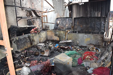 Household items are seen charred inside a home that was hit by Pakistani shelling in the first week of May, 2025.