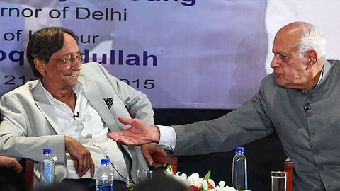 Former Union minister and J&K Chief Minister Dr Farooq Abdullah and former RAW chief A S Dulat during a book launch function in New Delhi.