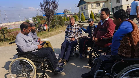 A file photo of persons with disabilities during a protest meeting in Srinagar, Kashmir, on October 22, 2024.