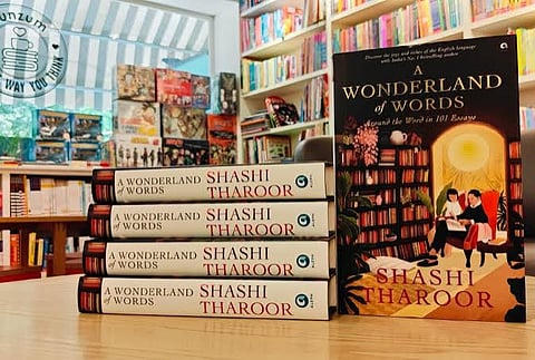 The book, "A Wonderland of Words" by Shashi Tharoor at a book store.