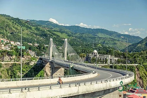 A view of the bridge in Muzaffarabad, Pakistan administered Jammu & Kashmir.