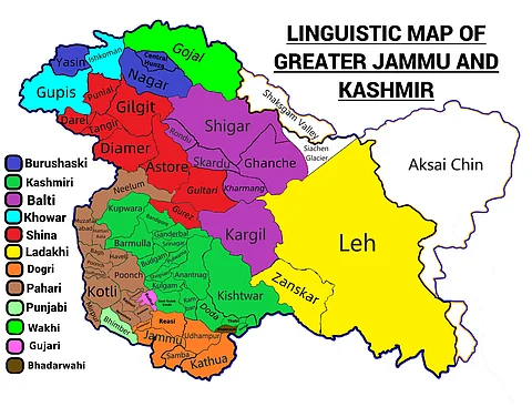 Linguistic map of greater Jammu and Kashmir.