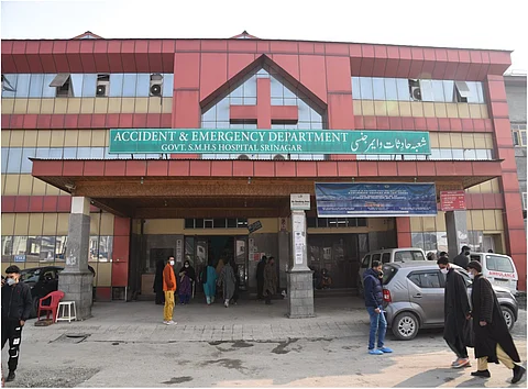 A view of the Accident and Emergency Department of SMHS Hospital, a part of the Government Medical College and associated hospitals in Srinagar.