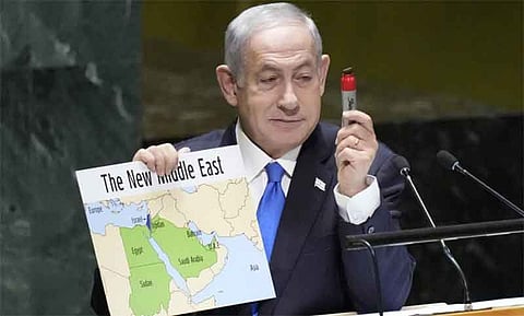 Benjamin Netanyahu's vision of Greater Israel. The image is representational.