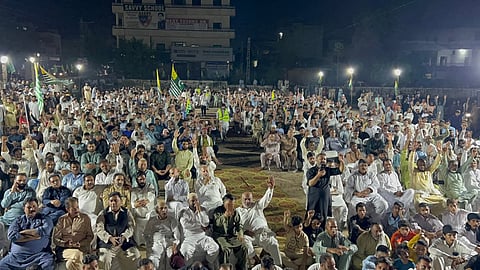 A view of the meeting organised under the aegis of Joint Awami Action Committee in Pakistan administered Jammu and Kashmir.