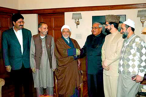 A file photo of Prime Minister Atal Bihari Vajpayee with Hurriyat delegation in New Delhi on January 23, 2004.
