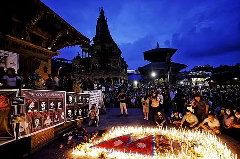 People paying homage to those who were killed in Nepal protests in September 2025.