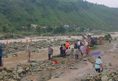 A file photo of flashfloods in Jammu and Kashmir as at least three major cloudbursts battered parts of the region in 2025.
